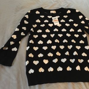 NWT Maison Jules black and white heart sweater